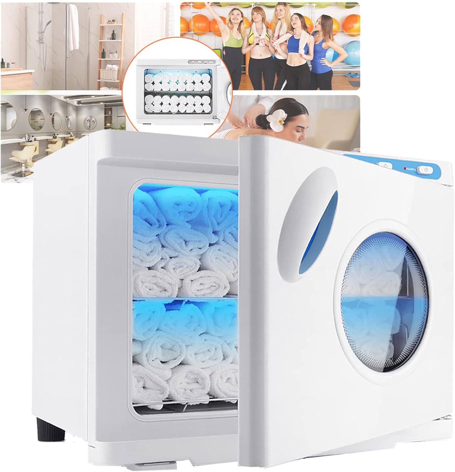 Towel Heating Cabinet,23L Large Capacity Hot Towel Heater,2 in 1 Spa Towel Heater,Transparent Window, Suitable for Facial Care,Barber Shop,Beautician,Gym, Hotel,Home Use,Towel Not Included