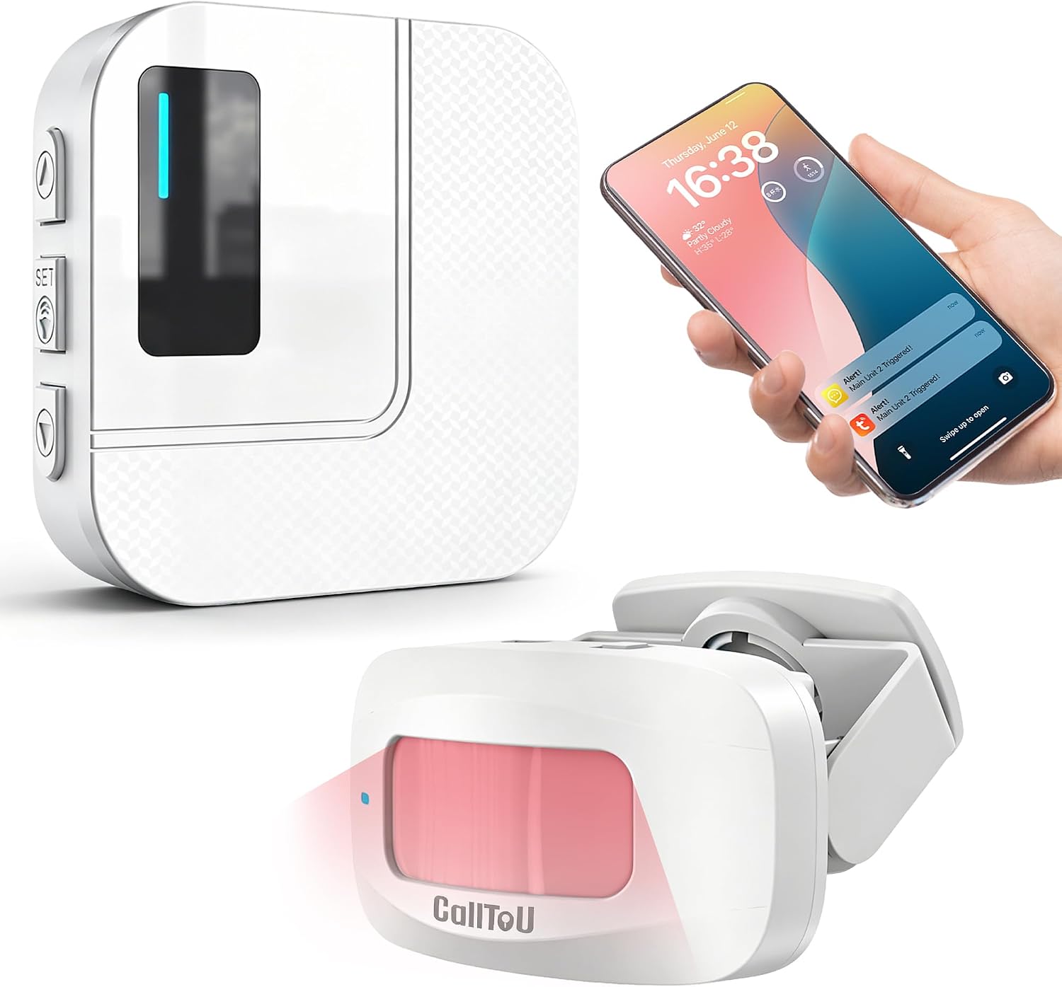 CallToU Wi-Fi Motion Sensor Door Chime, Smart Door Entry Alert with App Notifications, Instant Phone Alerts, Indoor Motion Detector for Home Business Store, Caregiver Reminder for Elderly Dementia