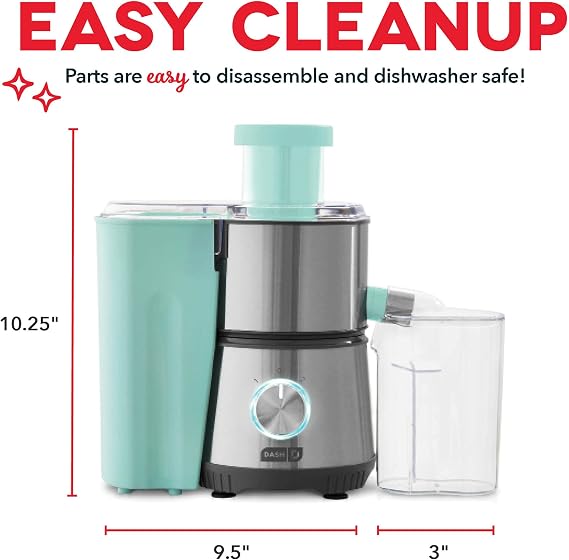 Dash Centrifugal Juicer Machine, 350W 2-Speed Electric Juice Extractor for Fruits and Vegetables, Easy to Clean Compact Juicing Machine with 2-Inch Feed Chute, BPA Free - Aqua