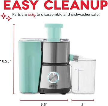 Dash Centrifugal Juicer Machine, 350W 2-Speed Electric Juice Extractor for Fruits and Vegetables, Easy to Clean Compact Juicing Machine with 2-Inch Feed Chute, BPA Free - Aqua