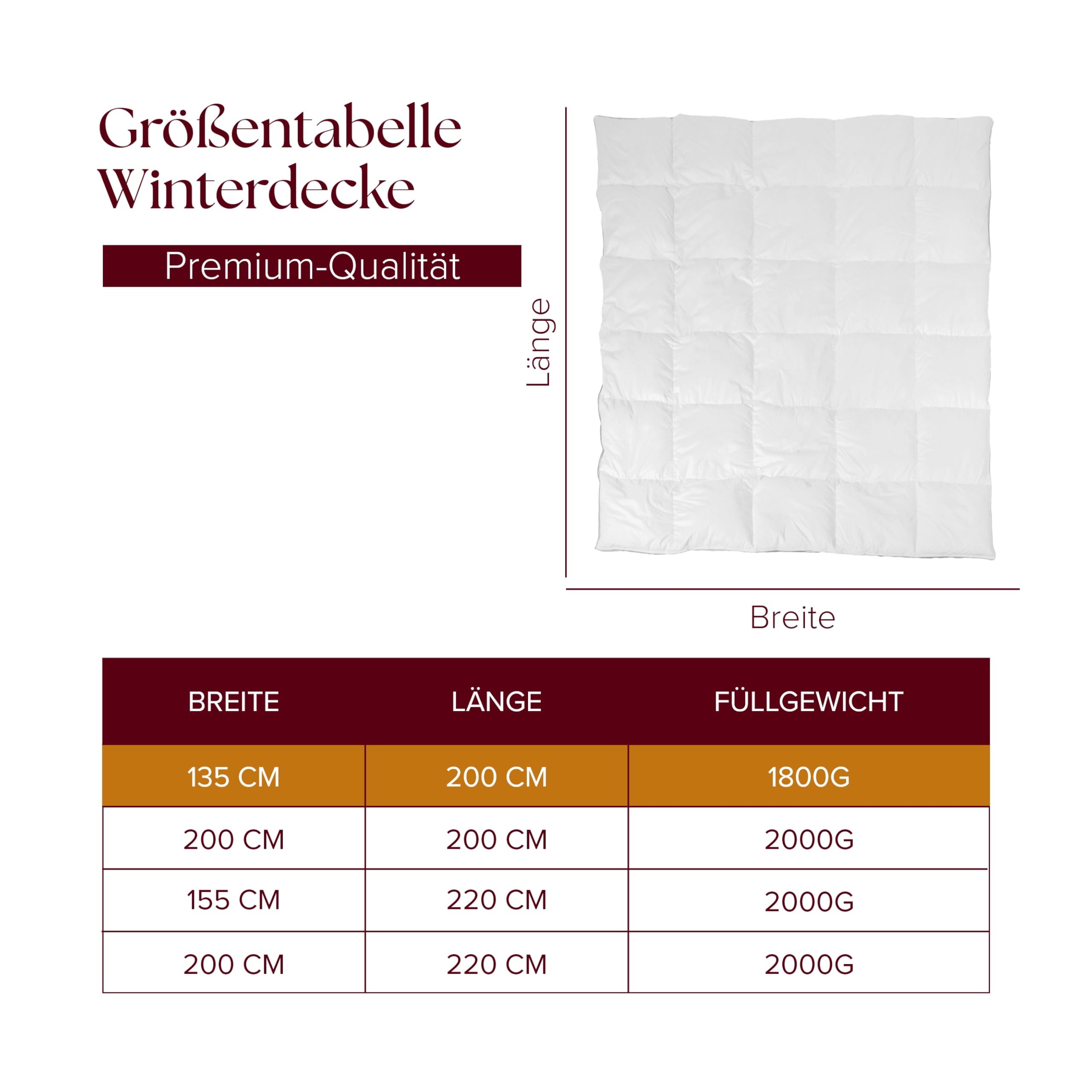 Reine Daunendecke Winter - 100% DAUNEN, 135x200 cm, extra warm 1800g Füllgewicht, atmungsaktiv, Oeko-TEX Zertifiziert, Allergiker geeignet, hochwertige Baumwollhülle