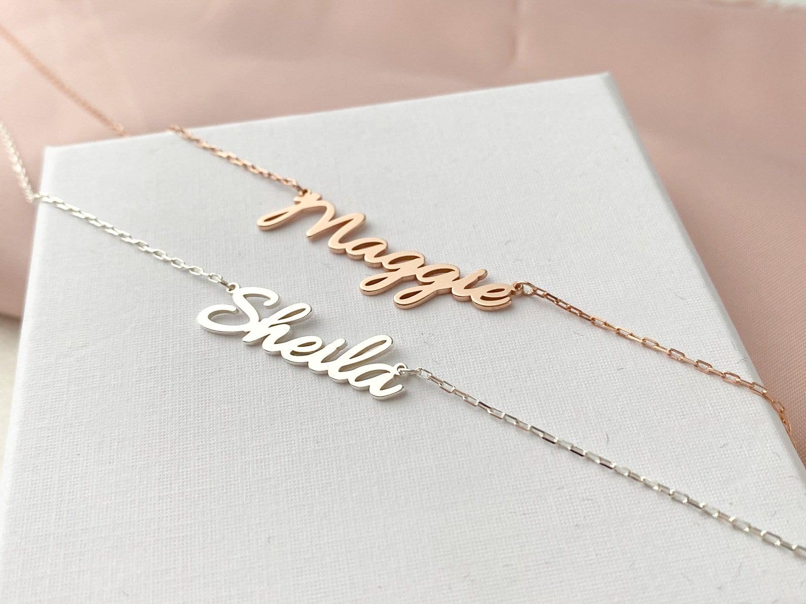 Personalizzato argento sterling collana con nome su misura targhetta con nome