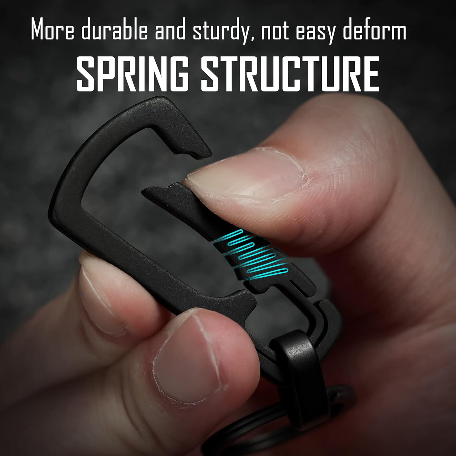 KeyUnity KM04 Titanium Carabiner Keychain Clip & KA15BK Double-end Swivel Keychain Key Ring Connector Bundle