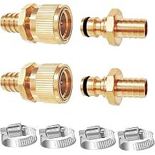 HQMPC Hose Quick Connect Coupling &5/8" Hose Barb x Garden hose repair Nipple &5/8" Barb Garden Hose Repair Connector Kit for 5/8 Garden hose with Stainless Clamp 4Sets