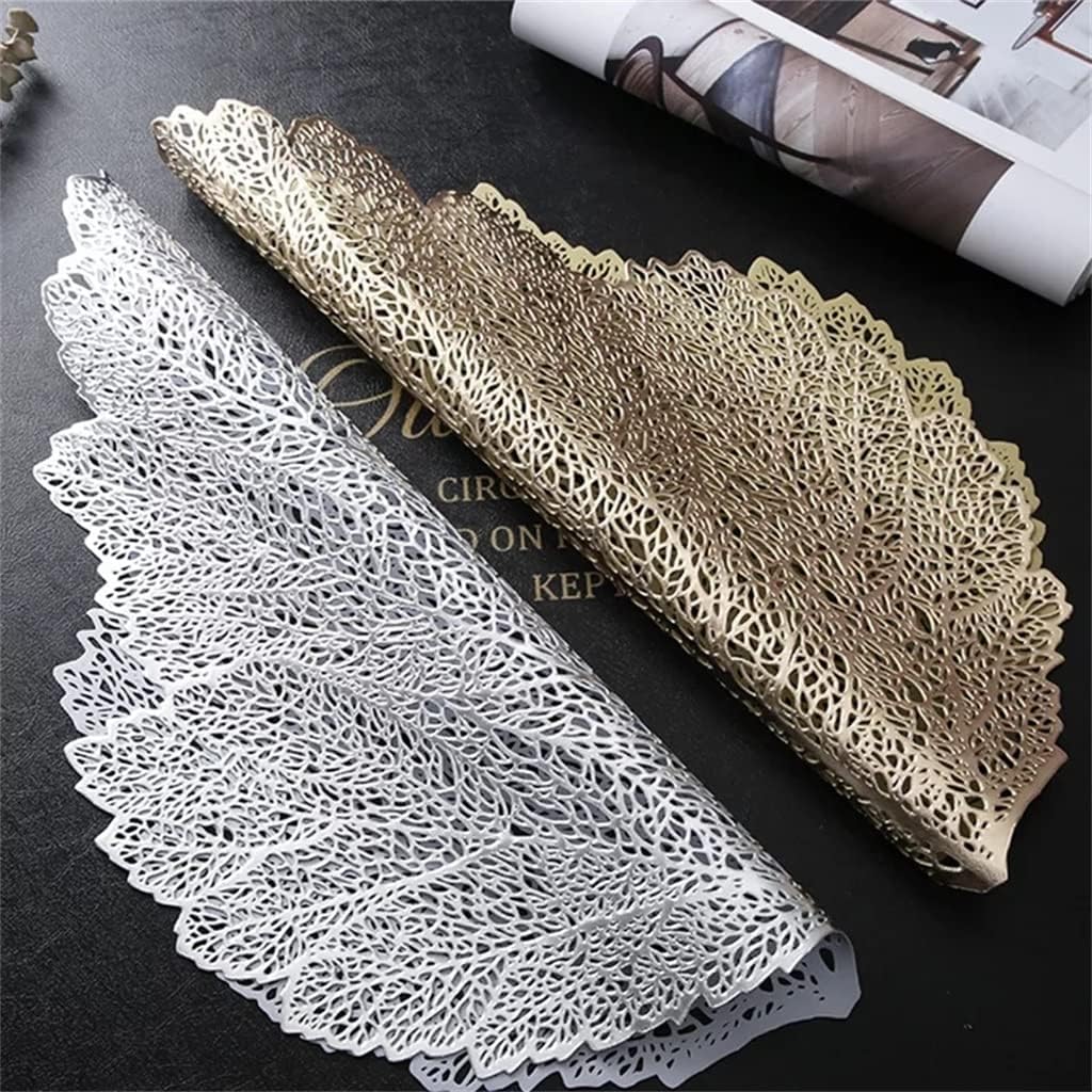 Dining Room Hollow Dining Table Mat Antique Leaves Decorative Carpet Placemat Bowl Plate Protector Pad(D)
