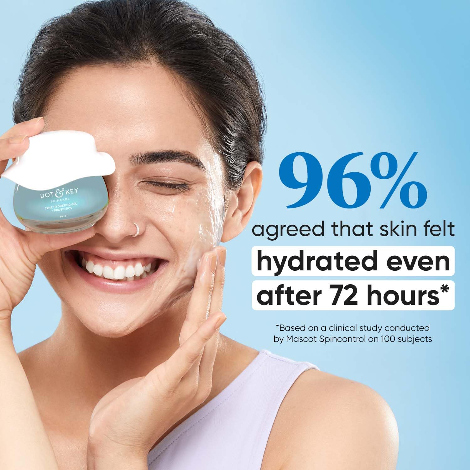 Dot & Key 72 HR HYDRATING GEL + PROBIOTICS 60 ml, with Hyaluronic Acid, Kombucha & Rice Water, Oil-Free, Non Comedogenic - Image 3