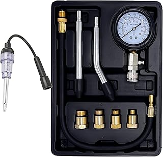 Compression Tester Kit with Spark Plug Tester TONZACK Engine Compression Tester 0-20 Bar & 0-300 psi Car Compression Tester for Engine Compression Test Measure Car M10 M12 M14 M18(Black)