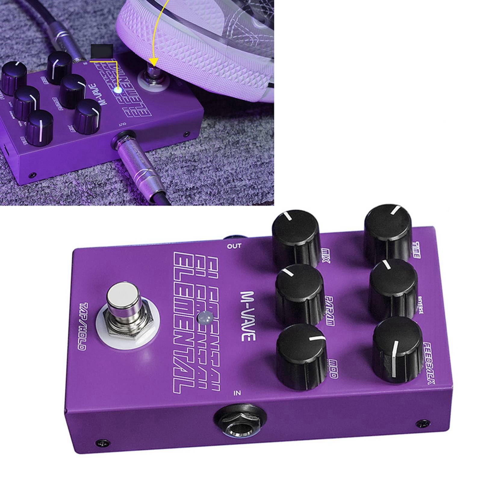 Bediffer Pedale per Chitarra Delay Digitale con Controllo Manopola a 9 Effetti per Musicisti Metal Purple