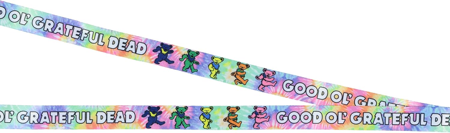 Grateful Dead Lanyard Tie-Dye Dancing Bears Clear ID Badge Holder Keychain (Pack of 2)