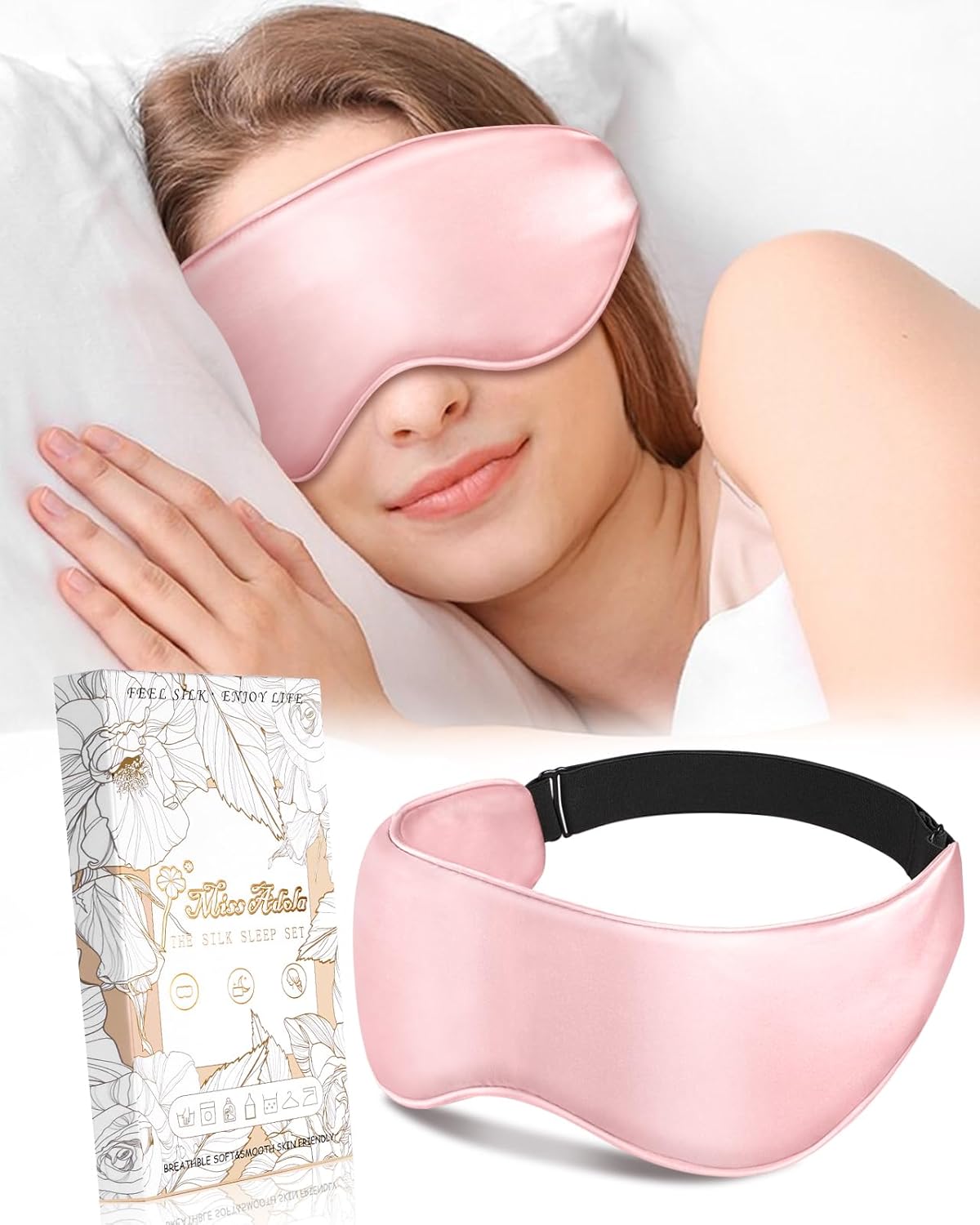 silk weighted eye mask - microwave eye mask heat and cold warm compress for sleeping dry eyes pillow soft smooth lavender mulberry silk sleep mask for women wife mom - pk pink