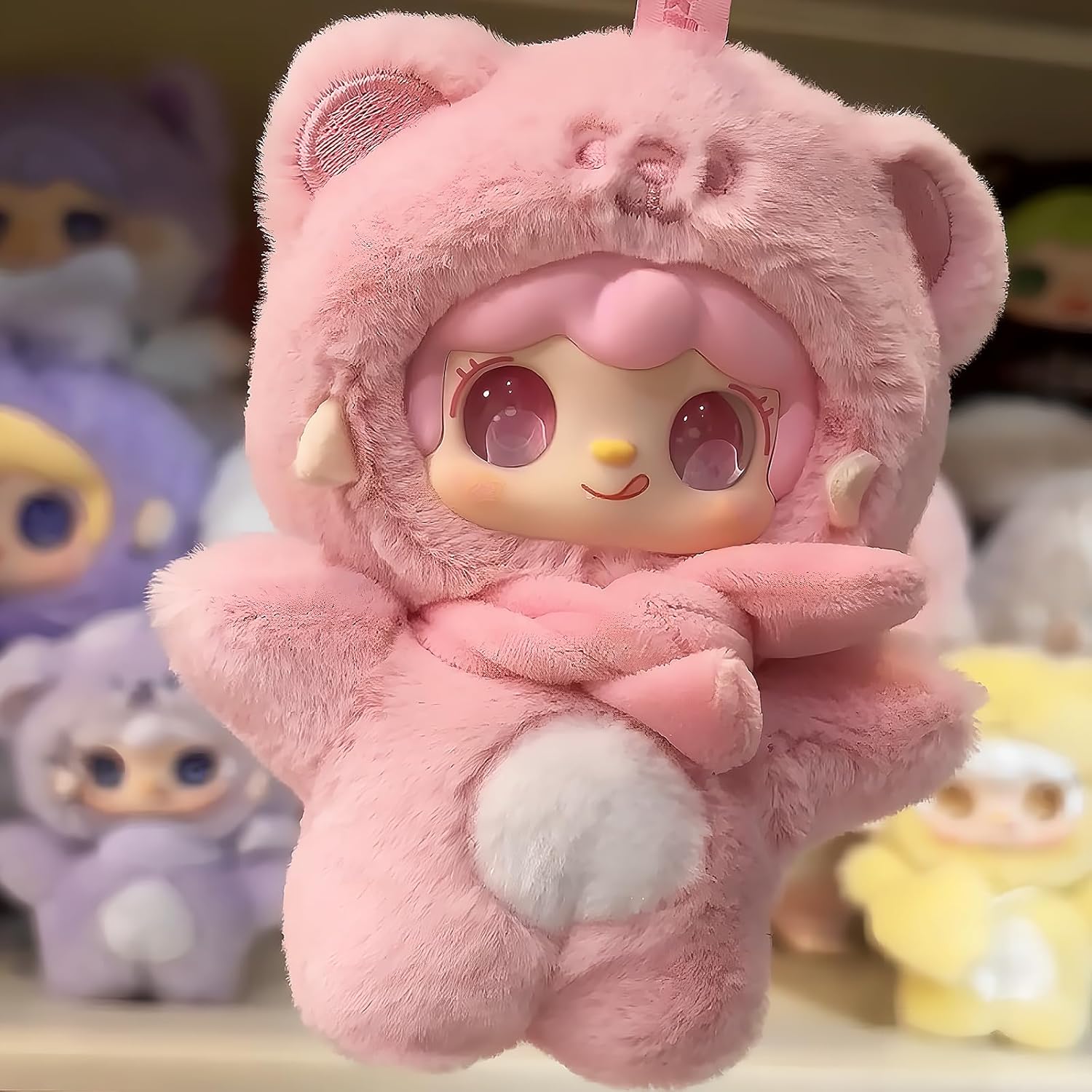 Yooki Take a Bite of Bear Series Plush Blind Box 1 PCS- Cute Vinyl Face Random Design Action Figures, Collectible Mystery Stuffed Toys Bag Charm Birthday for Girls