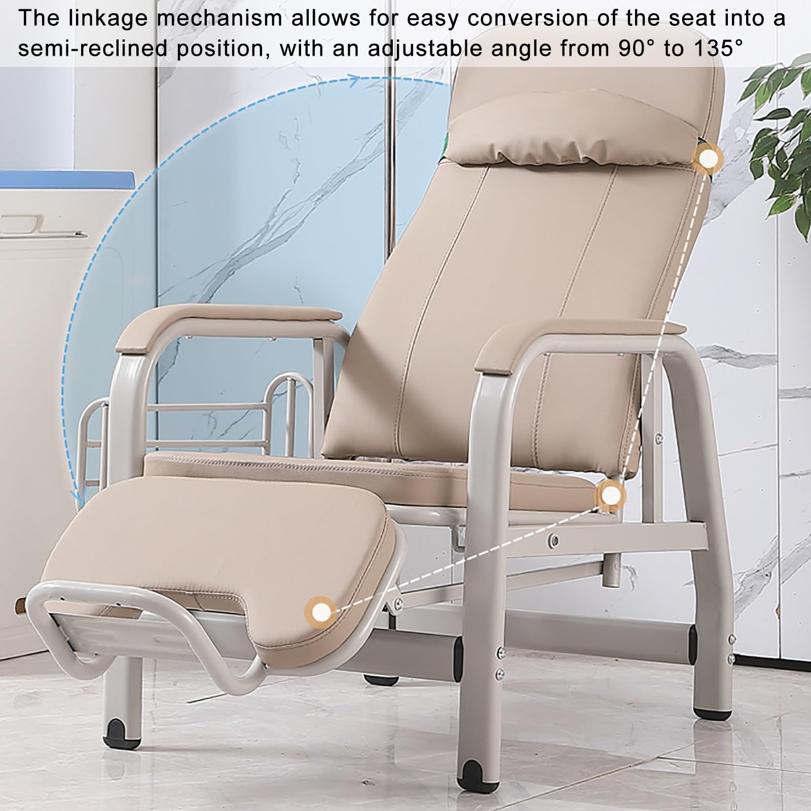 Fauteuil médical inclinable pour prélèvement sanguin Perfusion, entièrement réglable pour cliniques laboratoires