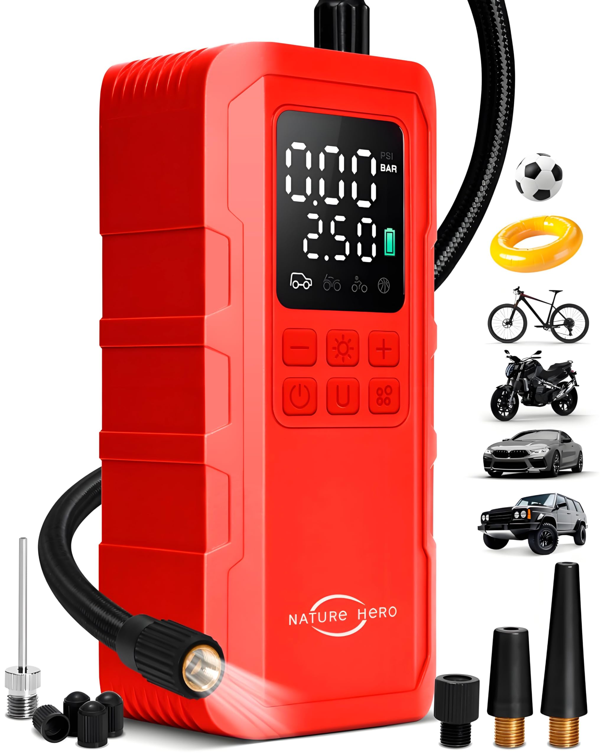 Auto Shut Off Air Compressor Cordless Air Pump With LED Display 150 Psi ...