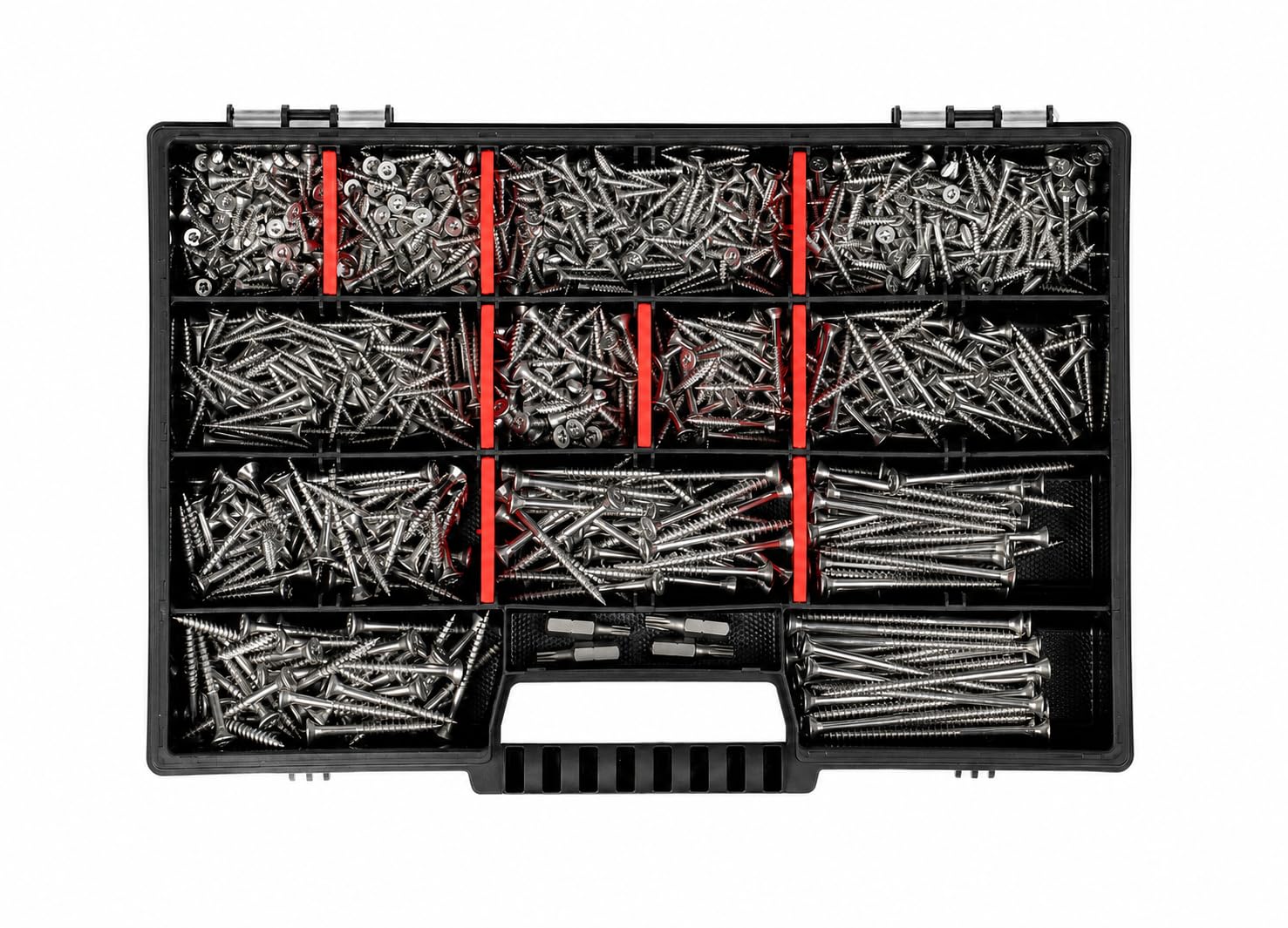 Edelstahl V2A Holzschrauben Set XXL Sortiment, über 1000-teilig, Torx Antrieb, Spanplattenschrauben 3x12 bis 4,70mm inkl. Bits Premiumqualtiät
