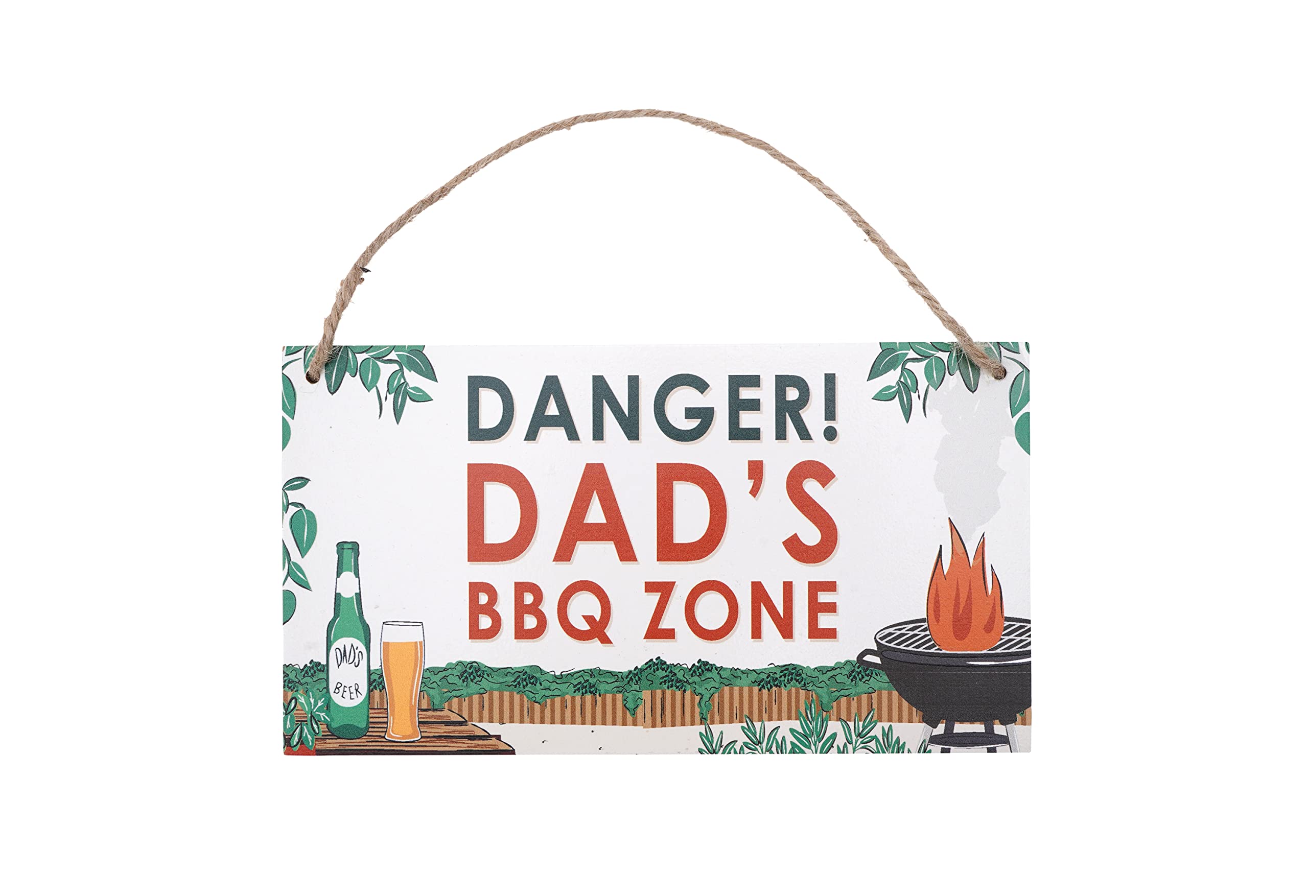 Dad's BBQ Zone Garden Hanging Sign | 'Danger' Chef Plaque Gift for Him