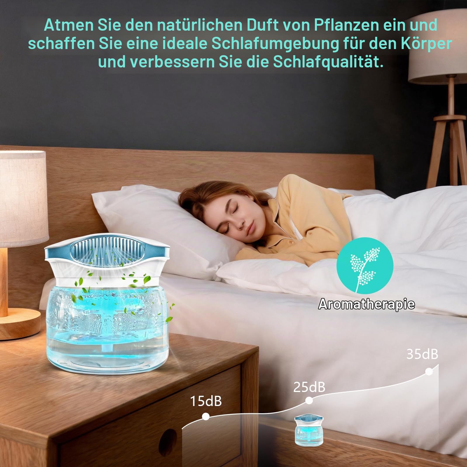 Lufterfrischer Luftbefeuchter Aroma Diffuser Ioniser with 30ml Essential Oils, Dayear Aromatisierer Raumluftreiniger, Water Air Purifier Based & Colour Changing LED Light