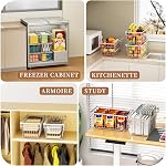 Enhanced Leak-Proof Bottom - Freezer Organizer Bins ，4 Pack Stackable Deep Freezer Organizer Bins for 7 Cu.FT Small Chest Freezer