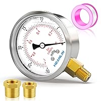 Vista 26 de MEANLIN MEASURE - Manómetro electromecánico de acero inoxidable, relleno de líquido, esfera con cara de 2.5 pulgadas, NPT de 1/4 de pulgada, agua