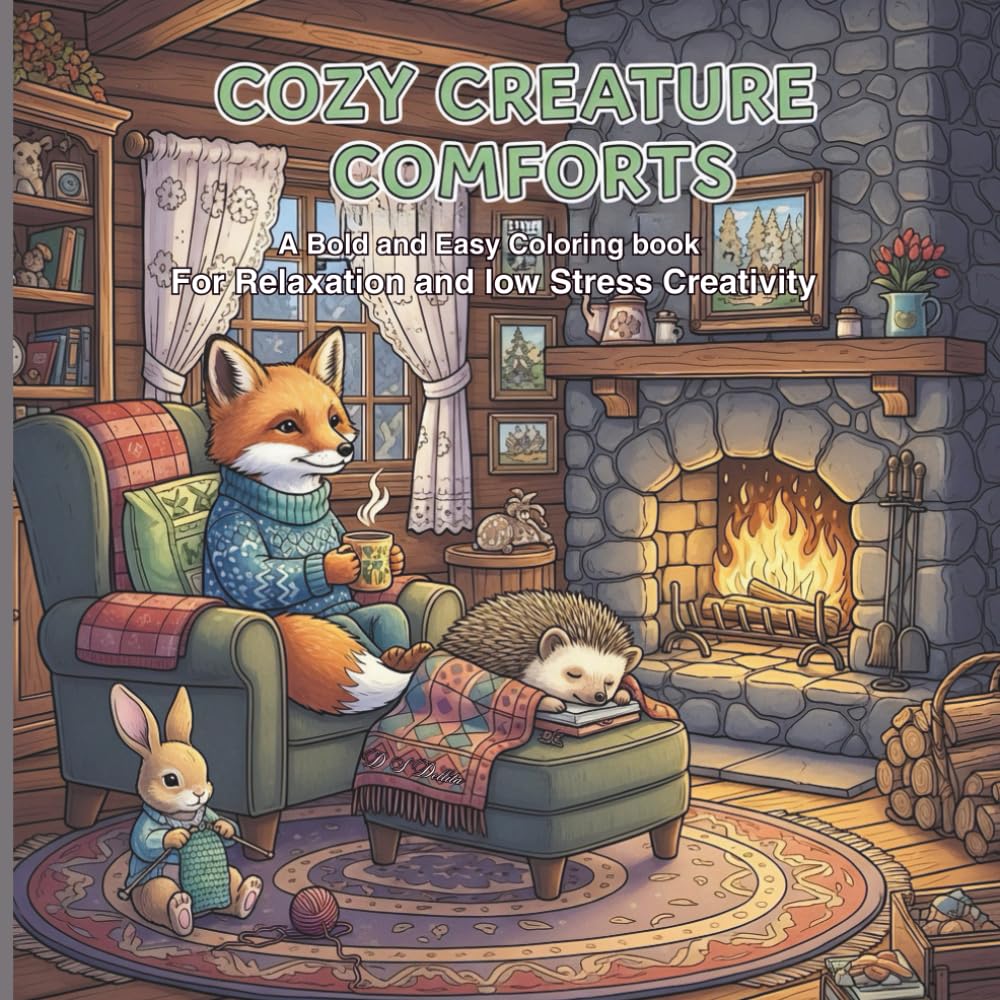 Cozy Creature Comforts: A Bold and Easy Coloring book For Relaxation and low Stress Creativity