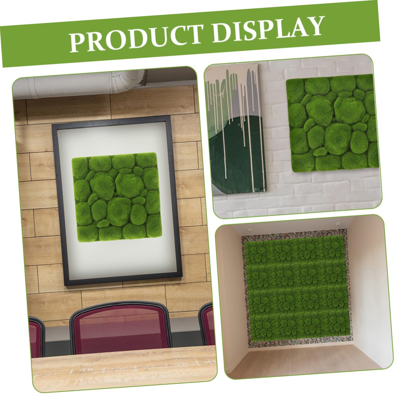 Panel Decorativo de Musgo Artificial Cuadrado 3 Piezas de Espuma