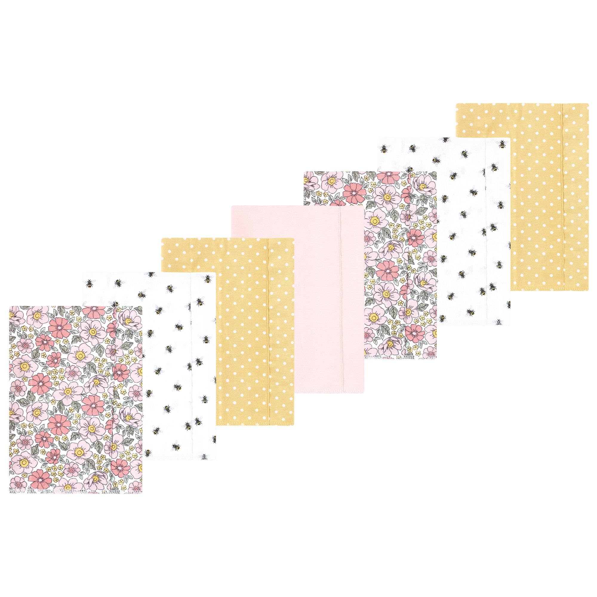 Luvable Friends Hudson Baby Flannel Burp Cloths 7pk, Pink Yellow Floral
