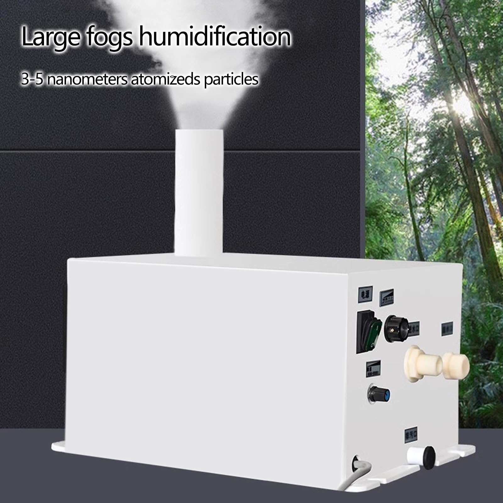 Humidificador de Airea Ultrasónico, 3.5L Humidificador de Acero Inoxidable con Doble Salida de Vapors, Partículas Atomizadas de 3-5nm para Comercial Industrial(37 * 26.5 * 20cm (180W))