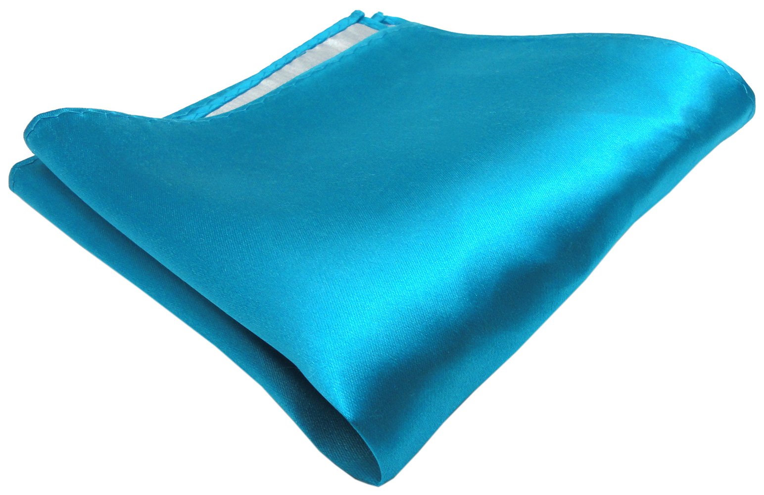 Tigertie Men's Turquoise Woven Designer Satin Silk Handkerchief In Monochrome - Pochette 30 X 30 Cm - Handkerchief 100% Pure Silk
