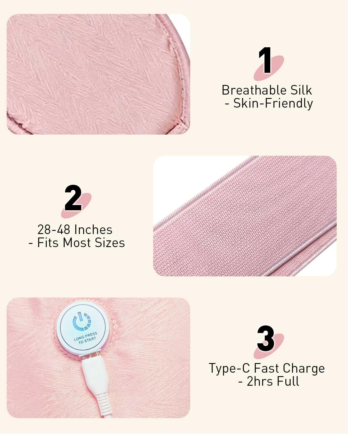 COMOIL Graphene - Almohadilla térmica inalámbrica, 3 ajustes de temperatura, color rosa