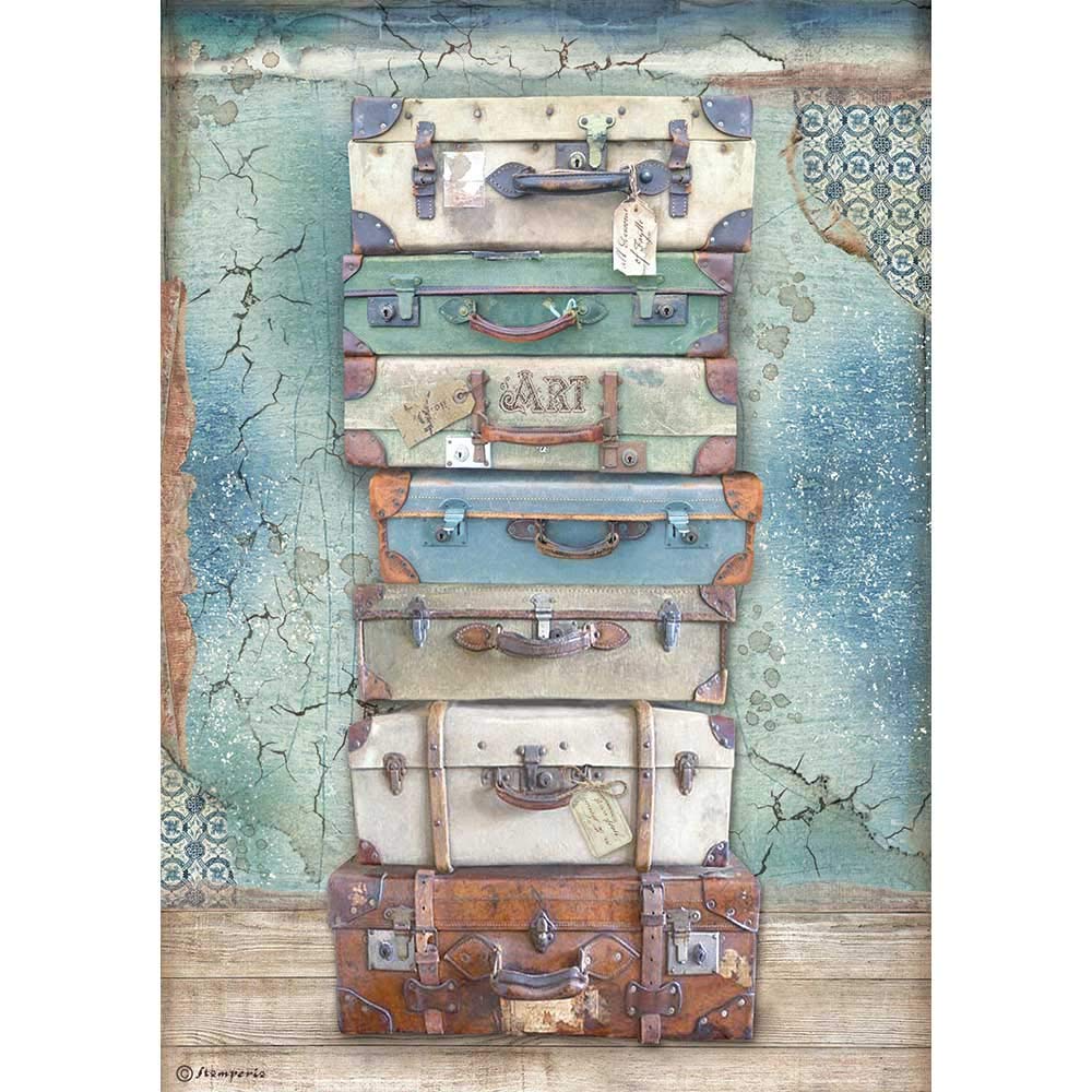 Stamperia Multicoloured International, Kft -Rice Paper-Atelier Luggage, A4