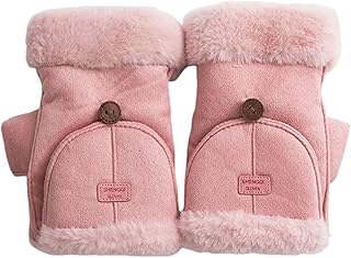Pares acogedores de Guantes de Piel sintética para Carhartt cálidos con Manoplas para Piel Suave, Guantes a la Moda 2 de Flip para Clima frío