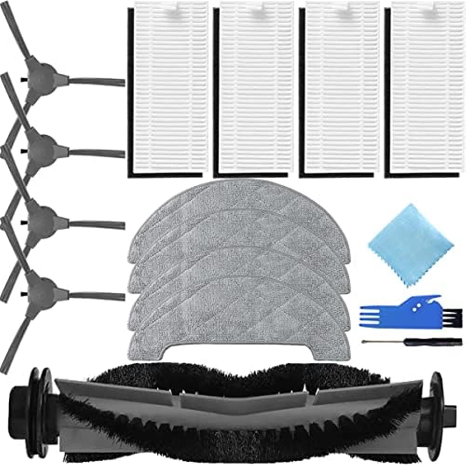 JINFOLI Robot Floor Washer Replacement Accessories Kit, for Ultenic D5 Series D5S / Pro Robot Vacuum Cleaner Replacement Spare Part 1 Main Brush 4