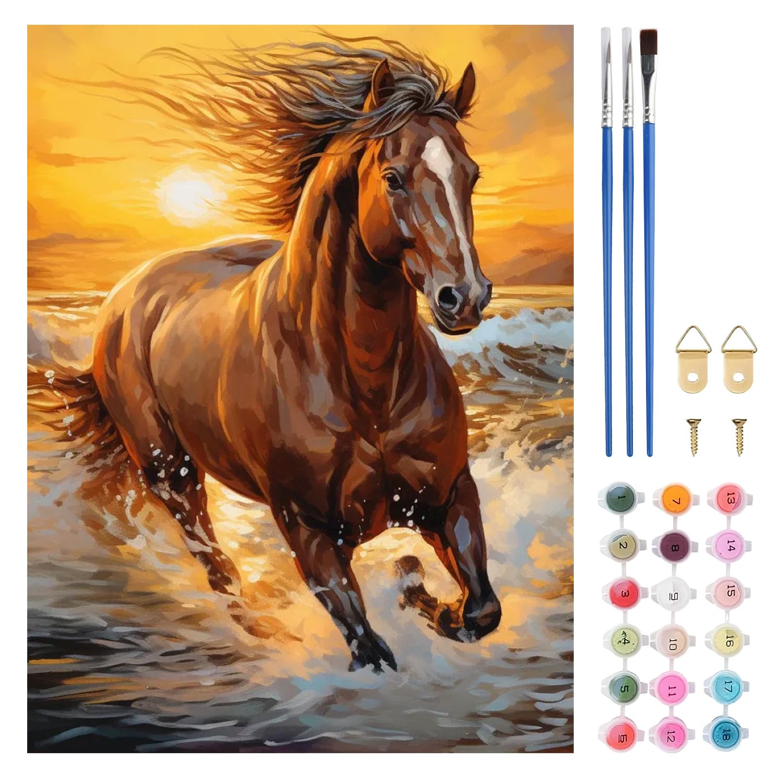 TLIOBLO Horse Paint by Numbers Kit for Adults, DIY Animals Adults Painting by Numbers Kits on Canvas for Home Wall Decor Gift 30x40cm (Without Frame) — image 1