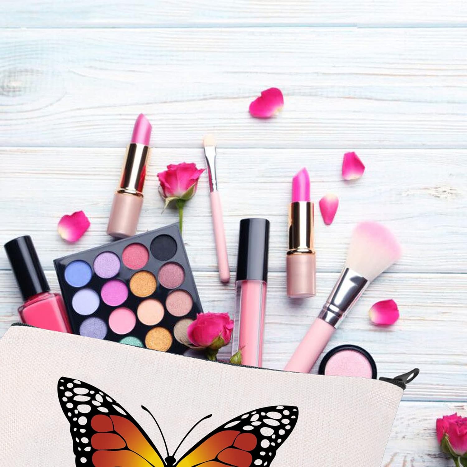 BDPWSS Butterfly Makeup Bags For Women Monarch Butterfly Lover Gift Just a Girl Who Loves Monarchs Butterflies Gift (Girl loves monarchs2) - Image 4