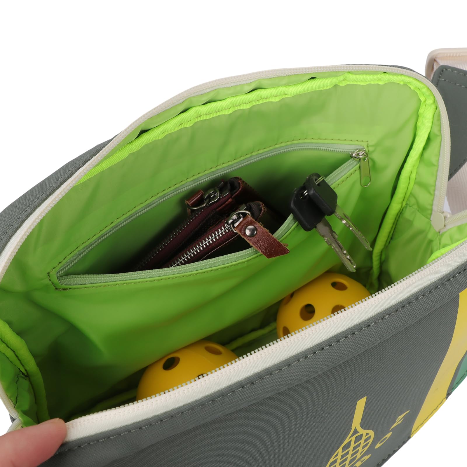 Tourbon Sac de pickleball en nylon imperméable avec porte-pagaie de pickleball et poches zippées