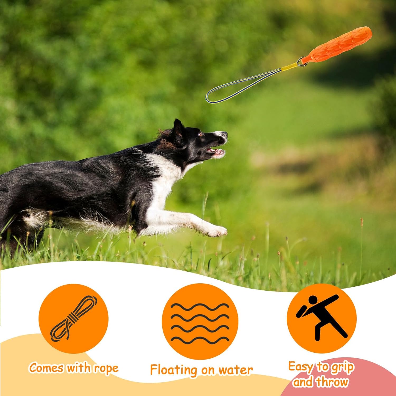 Blueweenly 4 Pcs Floating Dog Toys Bumper Toys with Throw Rope Dog Retriever Training Puppy Pool Standard Size Water Interactive Chew Toy for Duck Dog Hunting Training Outdoor Pool Activities