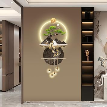 3D Wall Art Decor with Led Lights, 3D Wall Sculpture Art, Large 3Ds Landscape Walls Decor for Home Entrance Hallway Bedroom, Plug-in Power Supply, White Wiring HarnessStylle A