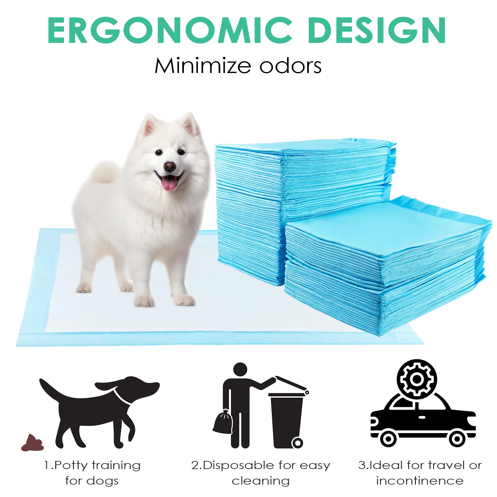 60 Unidades Empapadores Perros, 60 x 90 cm Alfombrillas Higiénica Desechables para Mascotas, Diseño de 5 Capas a Prueba de Fugas con Superficie de Secado Rápido, Transpirables Resistente