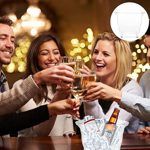 Miniatura 5 de CLISPEED Cubo de hielo de plástico, cubo de vino, tina, fiesta, botella de cerveza de vino, enfriador de bebidas, contenedor de bebidas para