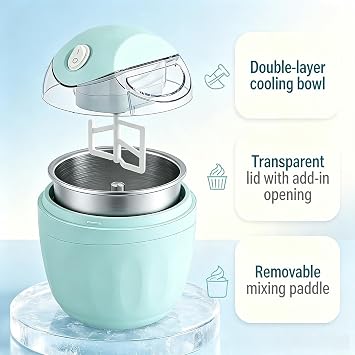 Ice Cream Maker, 15-Min Quick Electric Personal Machine,Green