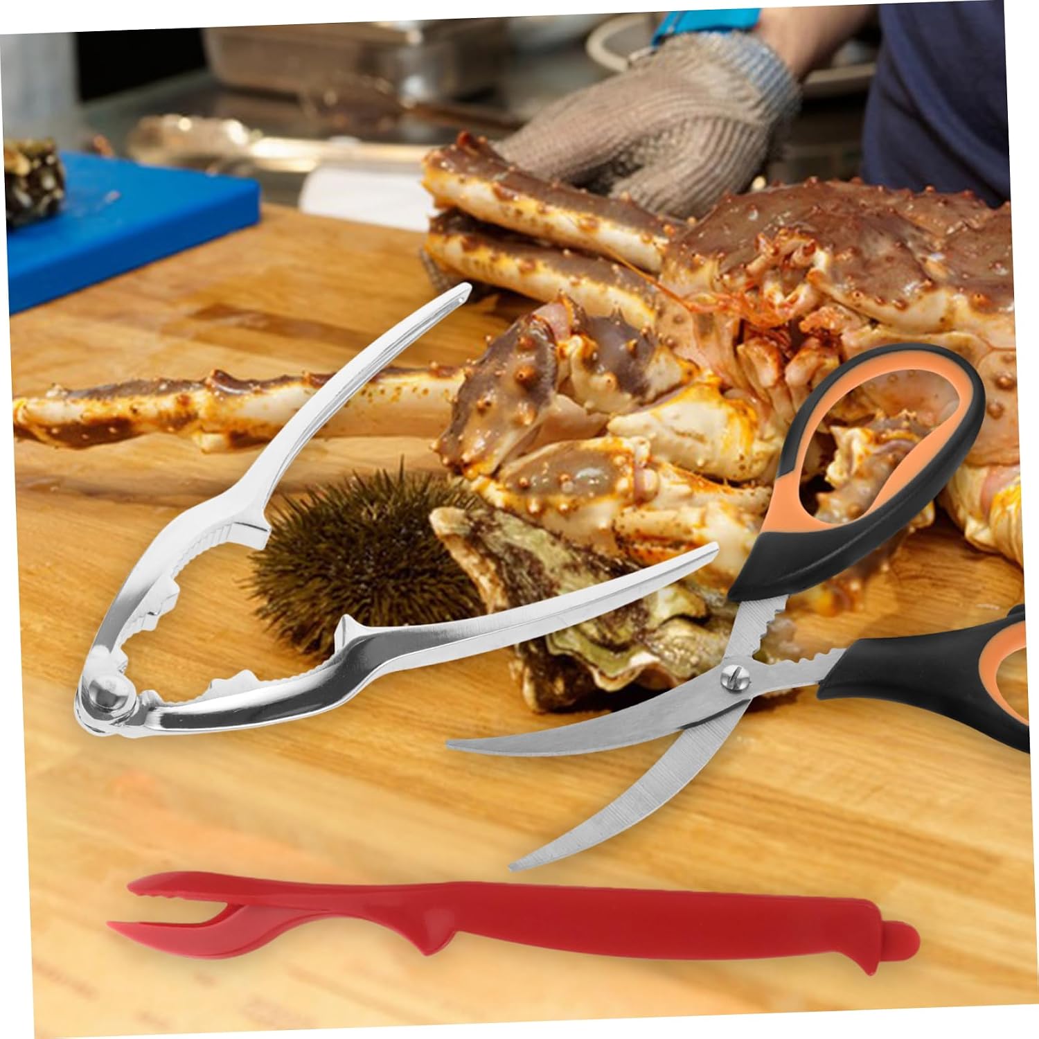 Amosfun 10-Piece Seafood Tools Set Multi-Functional Crab Opening Tools Plastic and Stainless Steel Lobster Crackers Easy-to-Use for Crab Boil Parties