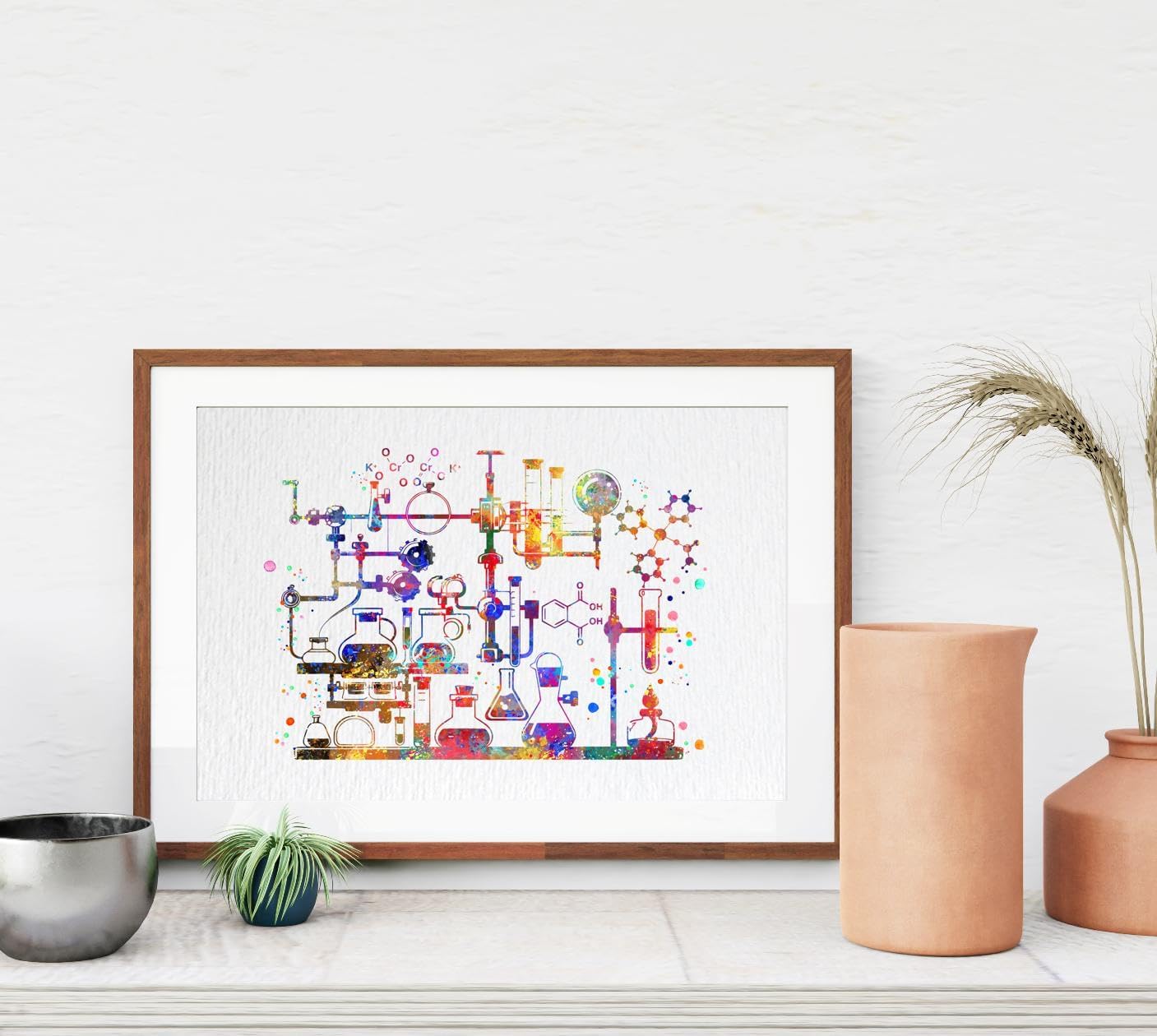 Dignovel Studios 11X14 Unframed Chemistry Laboratory Abstract Watercolor Art Print Poster Medical Microbiology Scientific Tools Wall Hanging Decor DN893