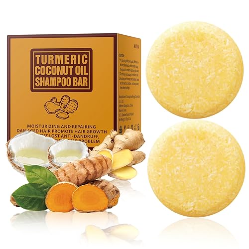 Miniatura 1 de 2 barras de champú para el crecimiento del cabello de jengibre, barra de champú de cúrcuma con aceite de coco, champú en barra de jengibre orgánico