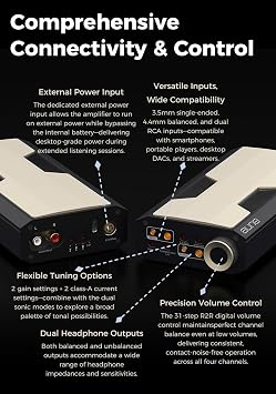 AUNE BX2 Portable Class A Headphone Amplifier, Transportable Fully Discrete Headphone Amp, 3.5mm/4.4mm Headphone Jack, Twin JFET, Fully Balanced, RCA/3.5mm/4.4mm Line in, for DAC/Home Audio/DAP