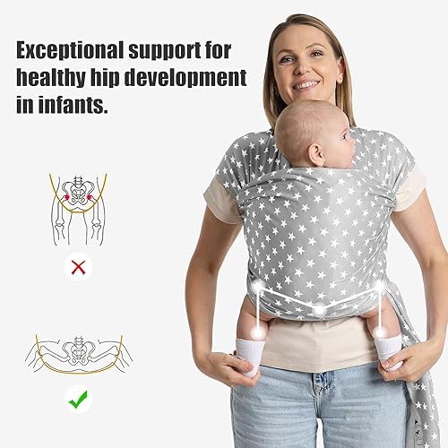 Miniatura 2 de Portabebés de moda con patrón de estrella, cómodo envoltorio y pañal, elástico, transpirable, diseño manos libres, para recién nacidos a niños