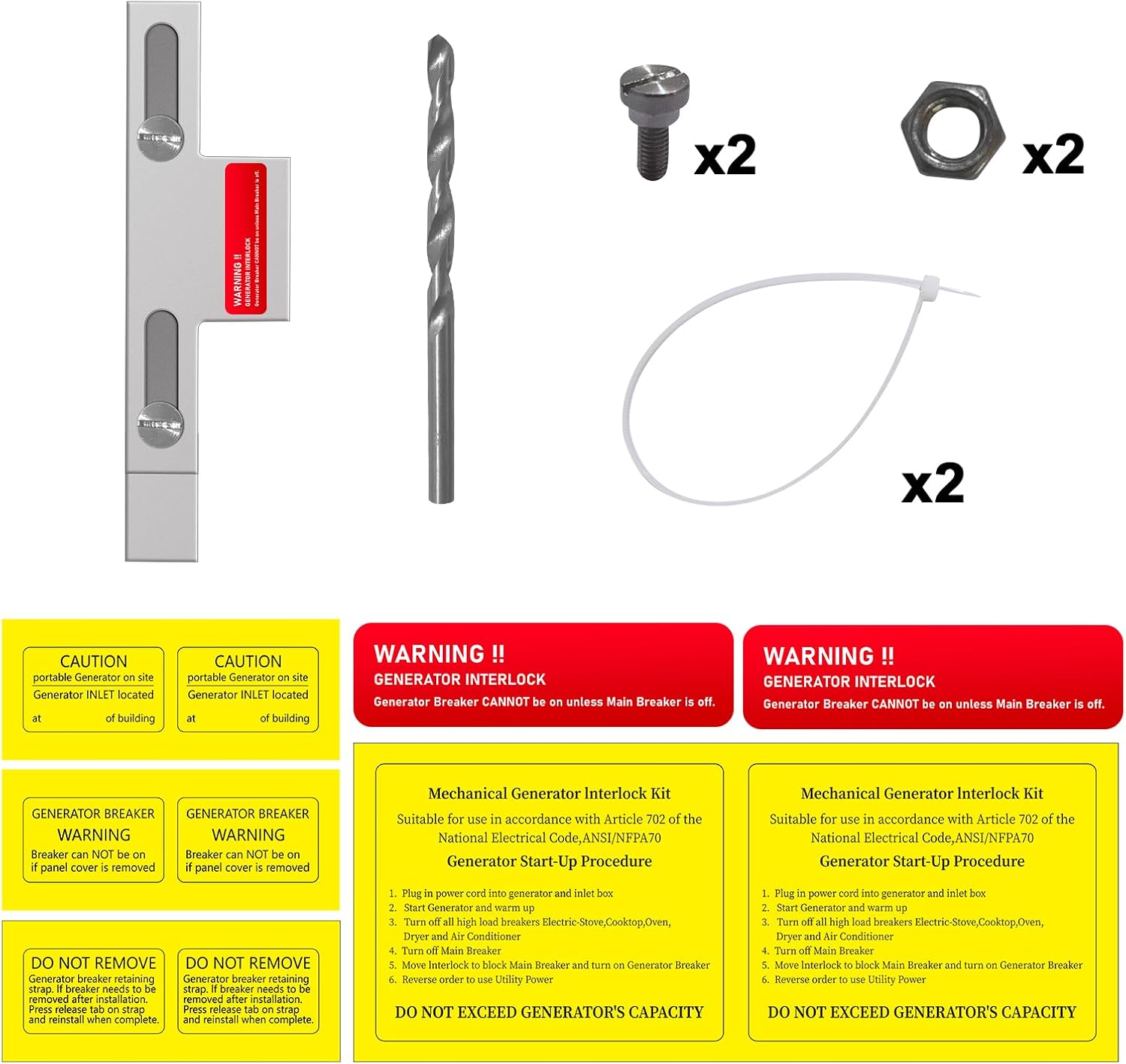Generator Interlock Kit Compatible with Square D Homeline | Meter Main 150 or 200 amp Breaker,for Safe Usage of Portable Power During Outage,Professional and Interlock Kit