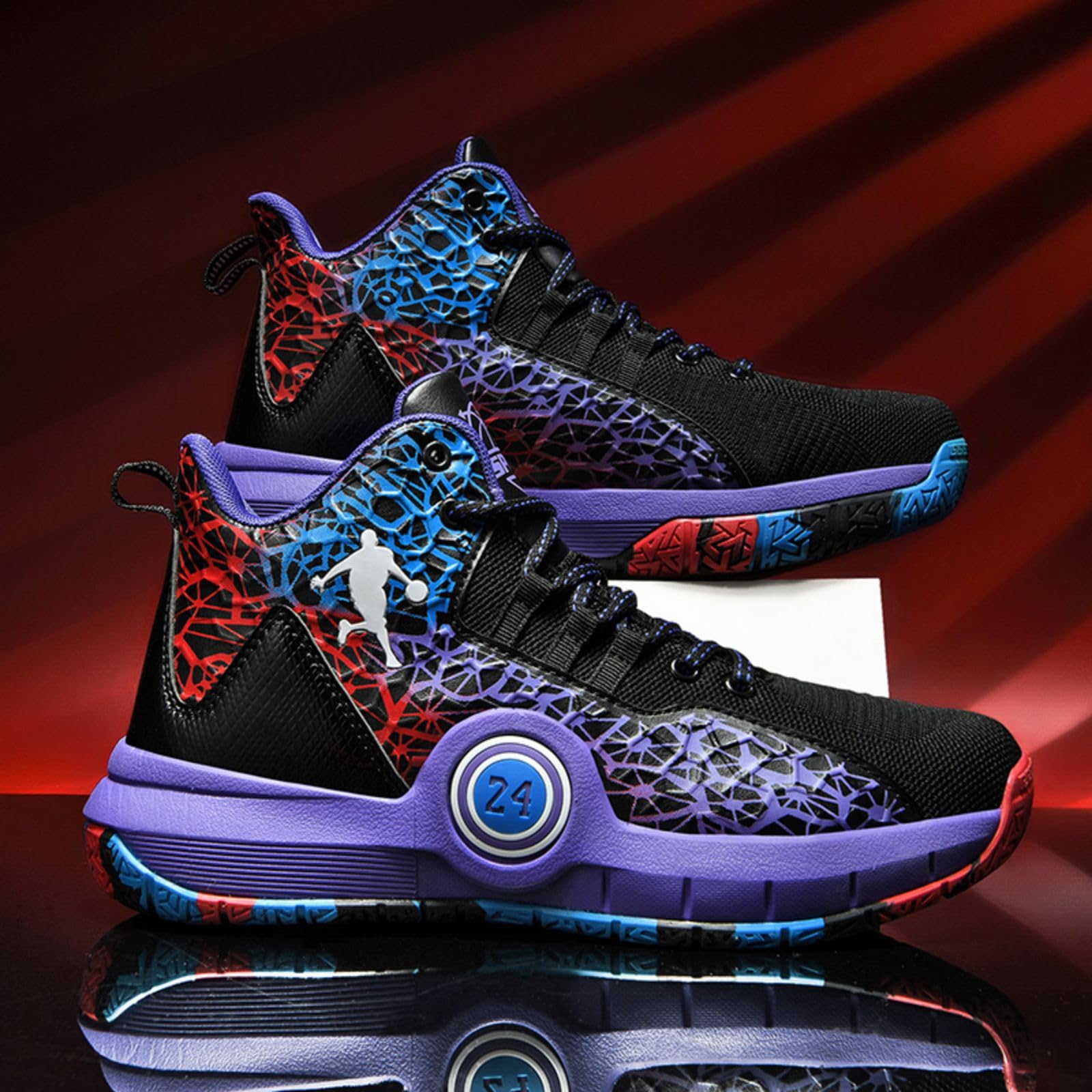Chaussures de Basketball Hautes Antidérapantes Respirantes Résistantes Baskets de Sport Confortables Hommes Adolescents