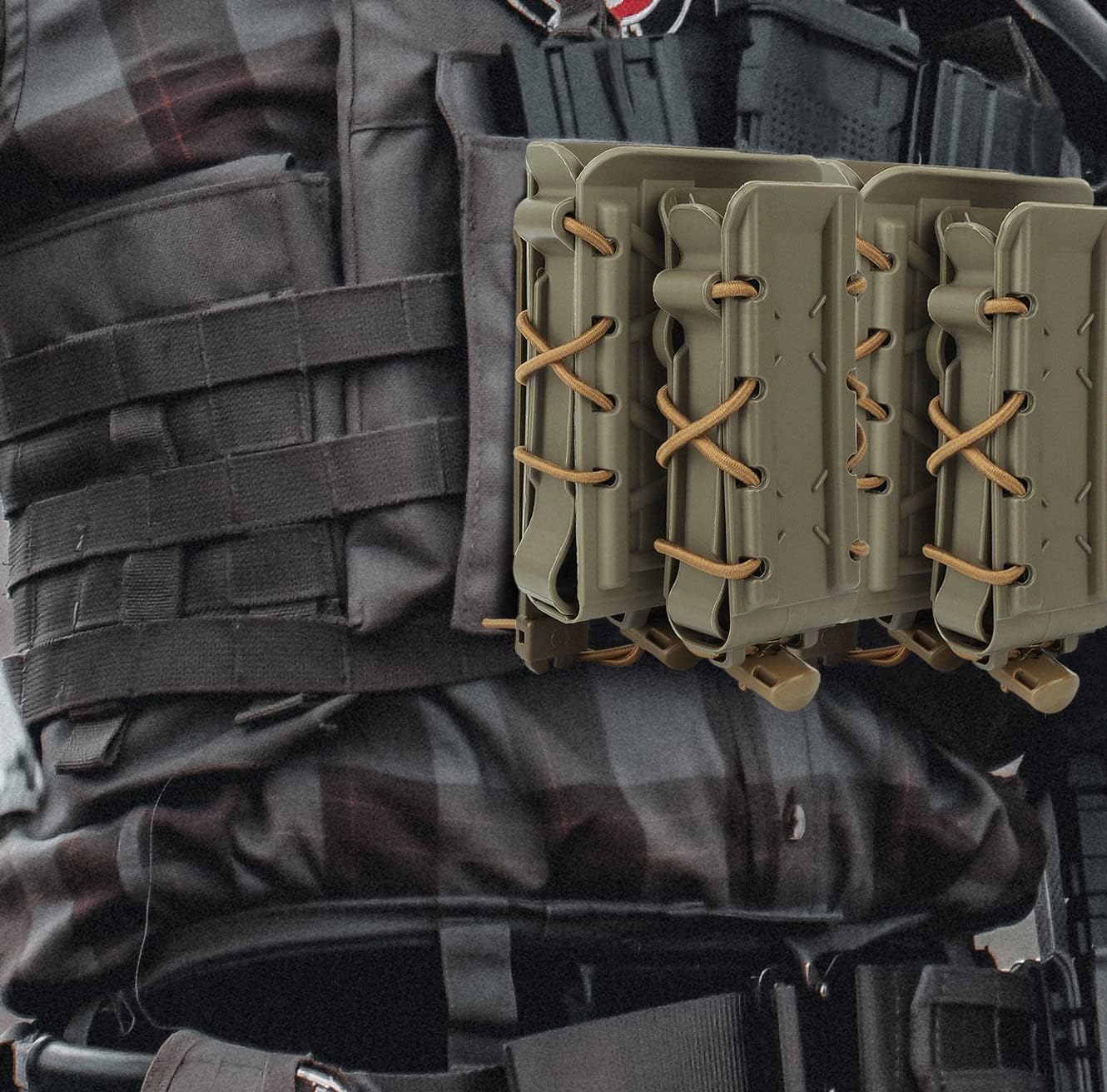 Magazine Pouches 5.56/7.72mm + 9mm/45APC Pistol Mag Pouch Magazine Holster for M4 M14 M16 AK AR Glock M1911 with 2 Clips (Tan)