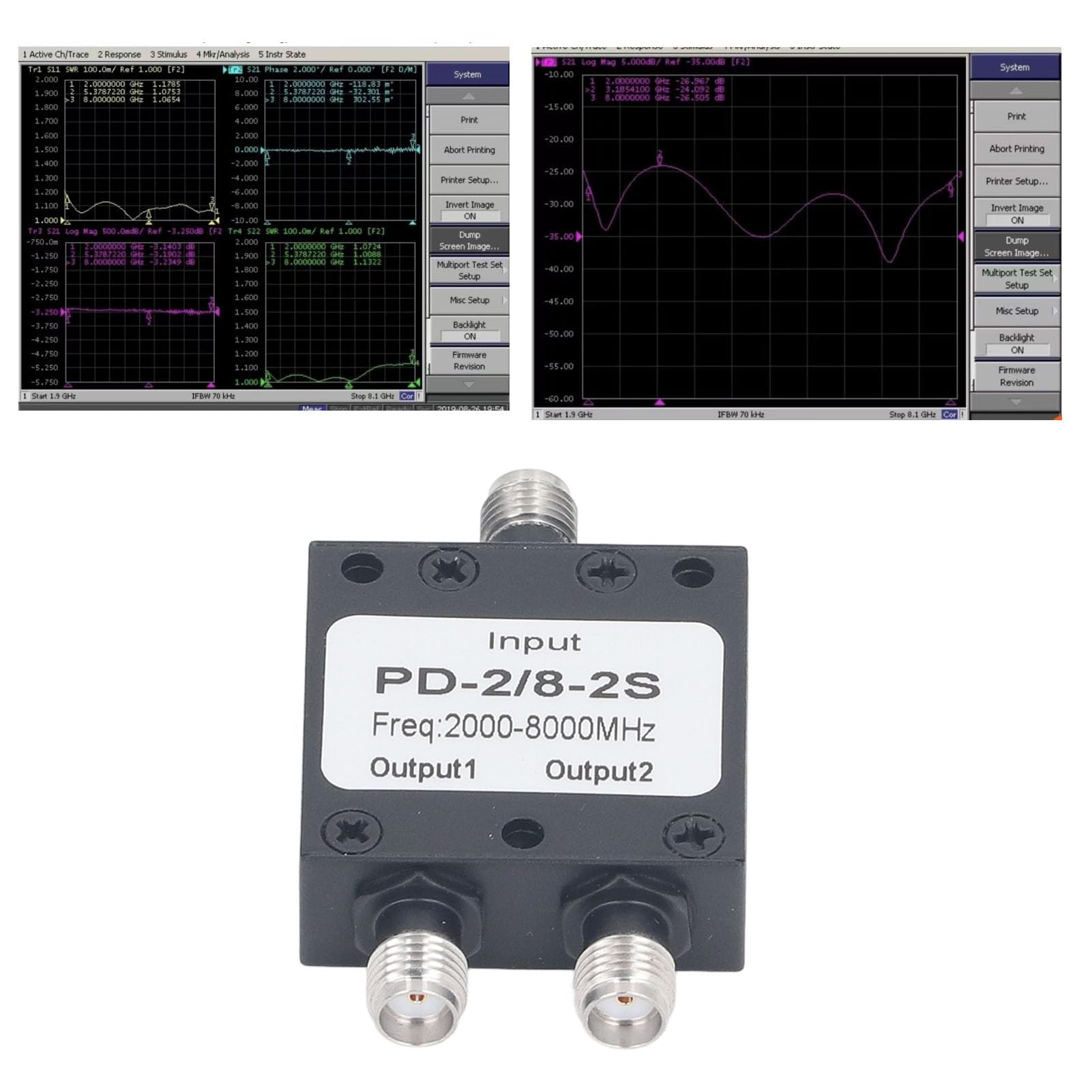 Divisor de Potencia SMA Divisor de Potencia de 2 Vías 2 a 8 GHz Baja Pérdida de Inserción Divisor de Potencia RF de Alto Aislamiento Divisor de Señal para Sistema de Antena