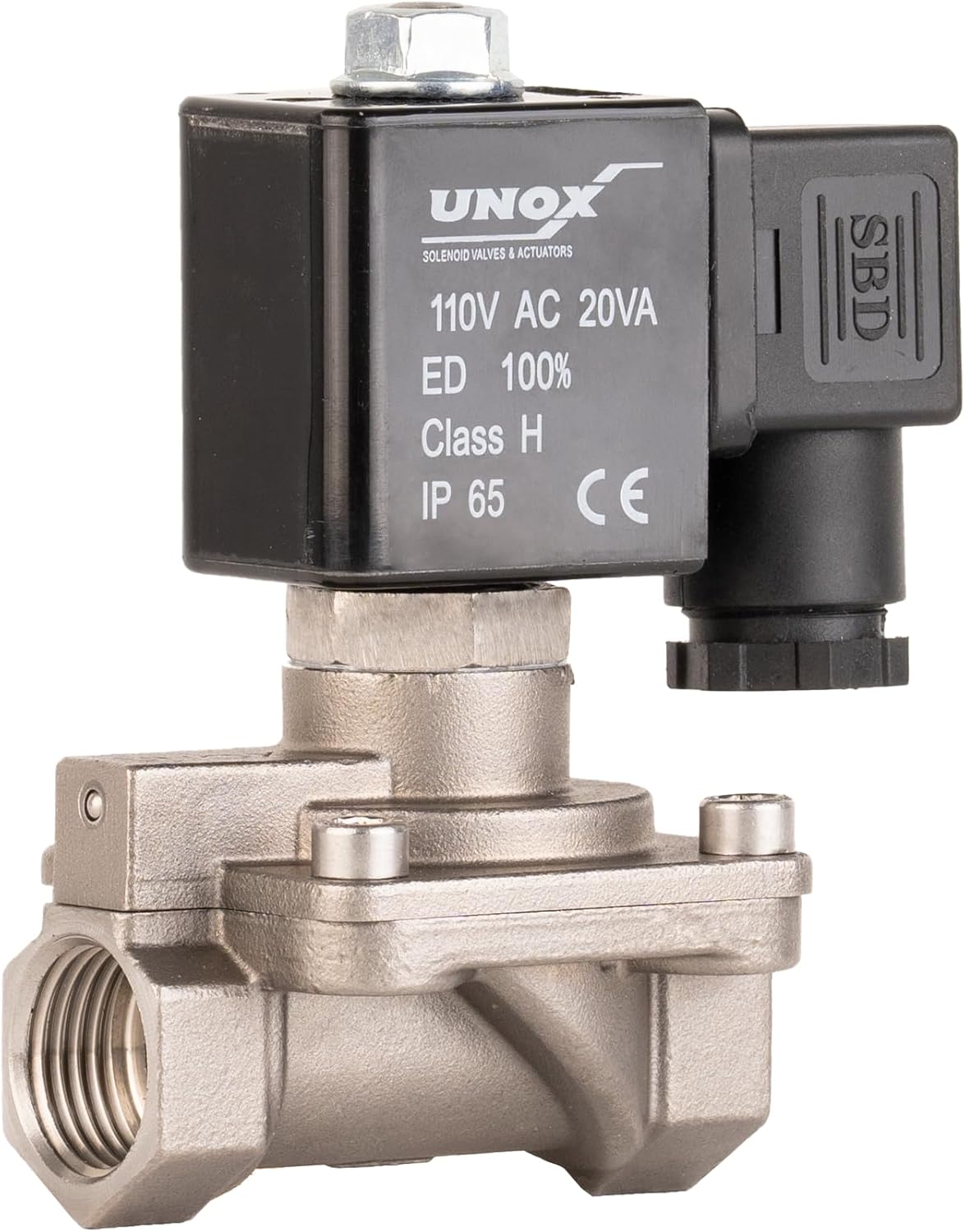 UNOX 1/2" NPT High Pressure Solenoid Valve 110V AC, Stainless Steel AISI316 Solenoid Valves Normally Closed - 7-580 PSI Multi-Purpose Reliable Control Valve for Water and Air