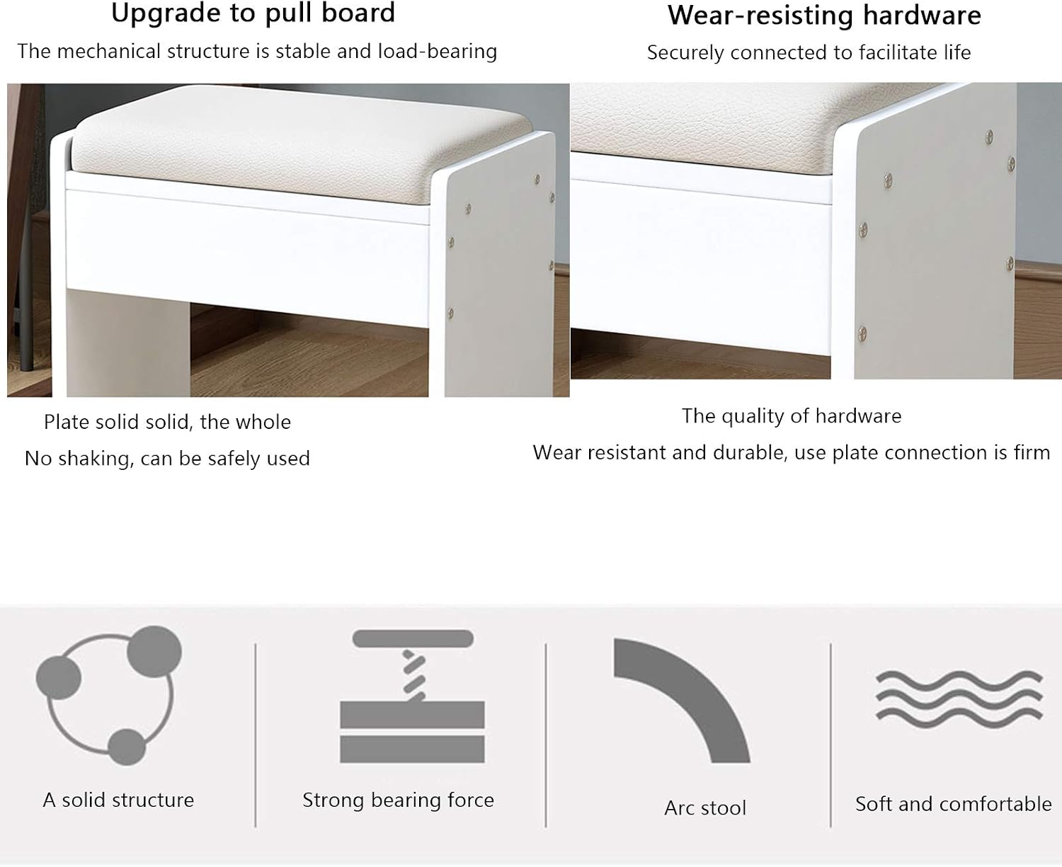 Dressing Stool,Artificial Board,Modern Minimalist Vanity Stool Home Solid Wood Footstool Fabric Shoes Bench,Load 80kg,Multi-Color Optional